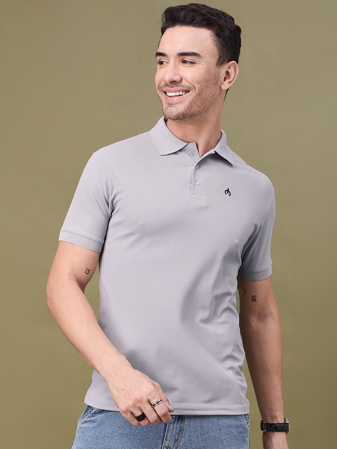 

f Gallery Men Polo Collar T-shirt, Grey