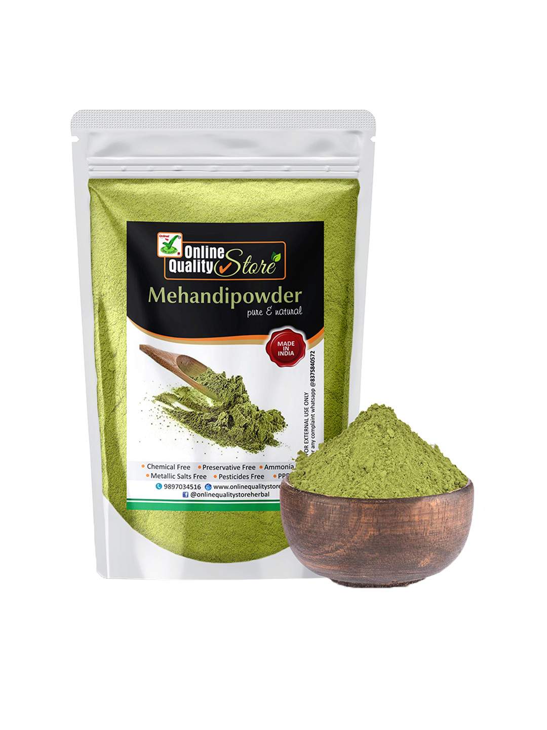 

Online Quality Store Pure And Natural Mehandi Powder For Hair - 200g, Green