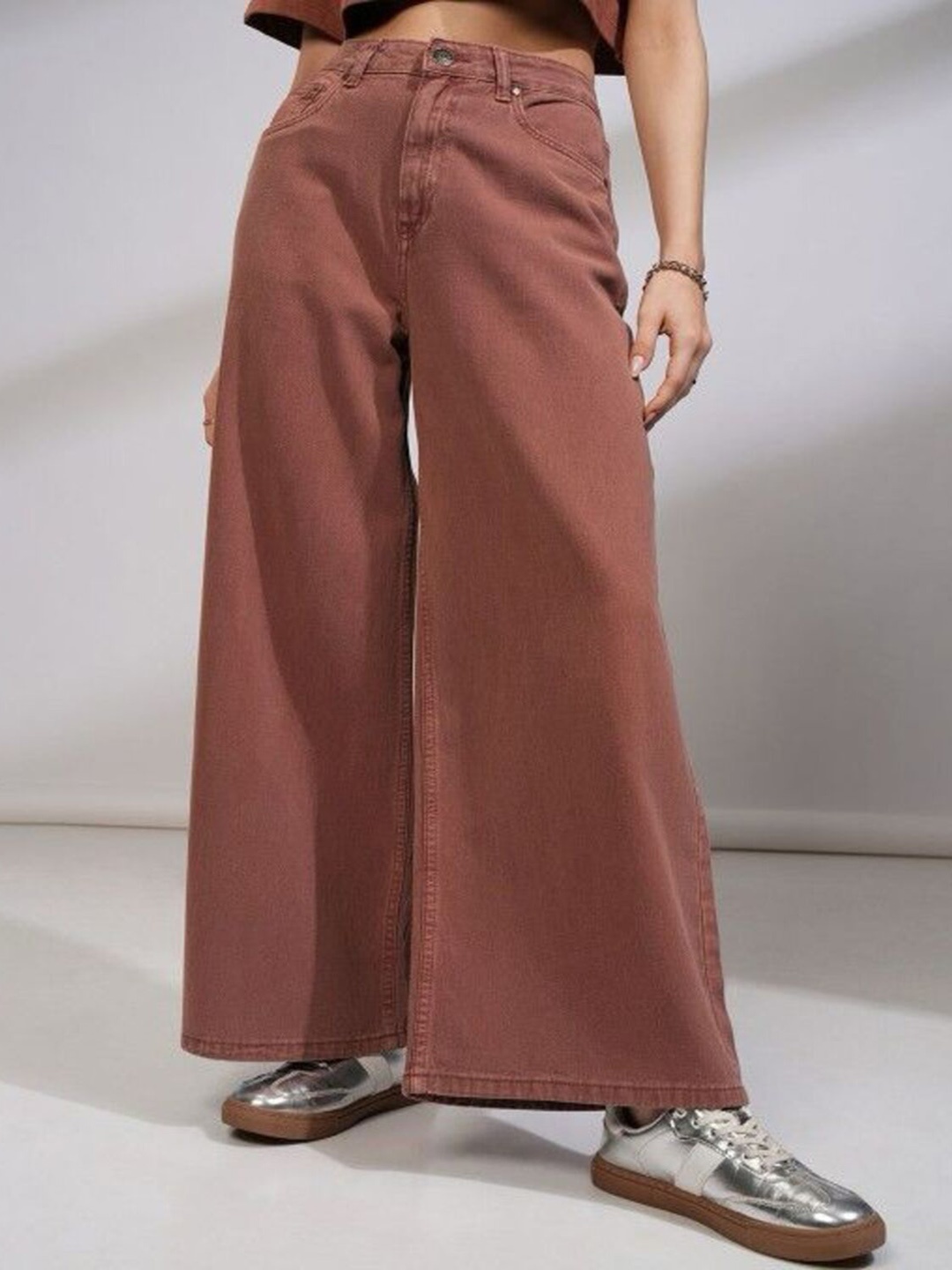 

Perfect Outlet Women Wide Leg High-Rise Stretchable Jeans, Brown