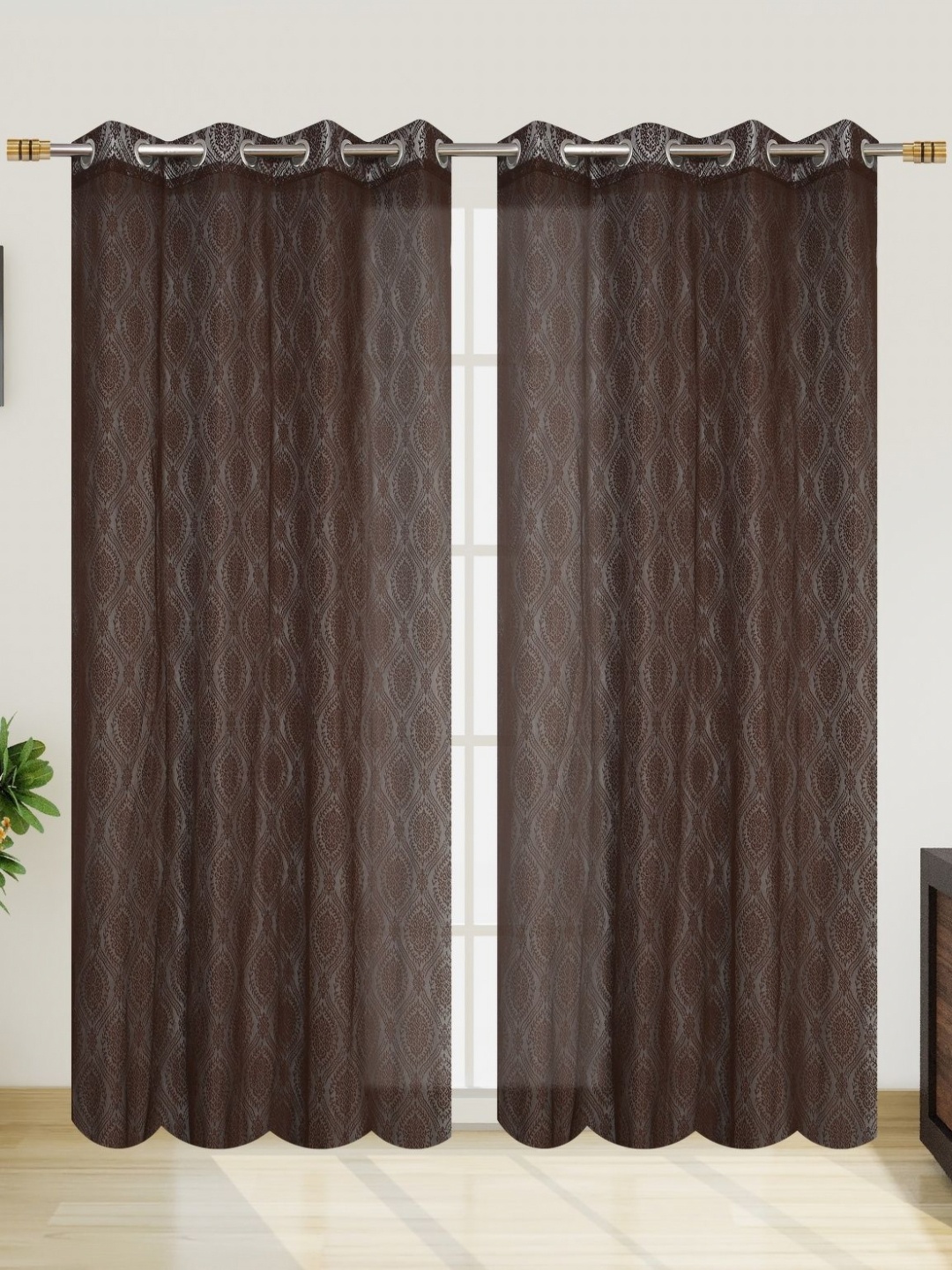 

Galaxy Home Decor Brown Set of 2 Sheer Door Curtain
