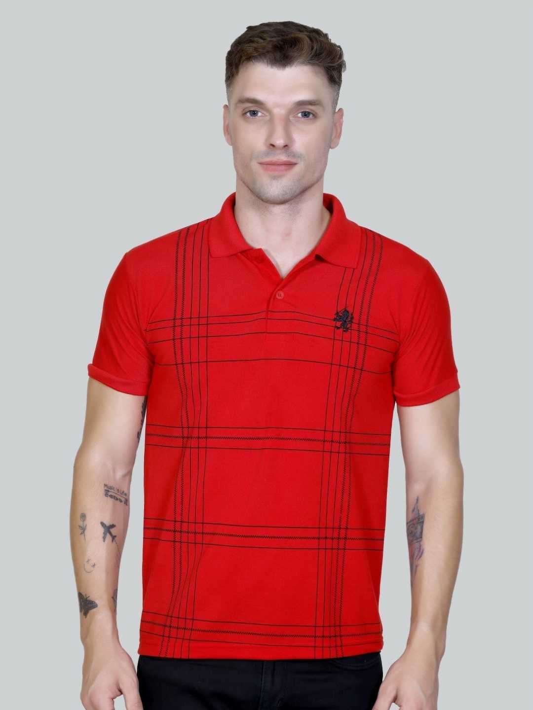 

Yoorix Men Polo Collar T-shirt, Red