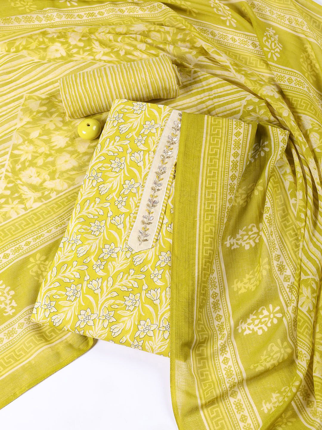 

Meena Bazaar Printed Unstitched Dress Material, Yellow