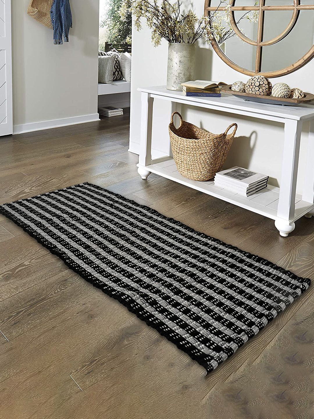 

Kuber Industries Grey Striped Bedside Runner