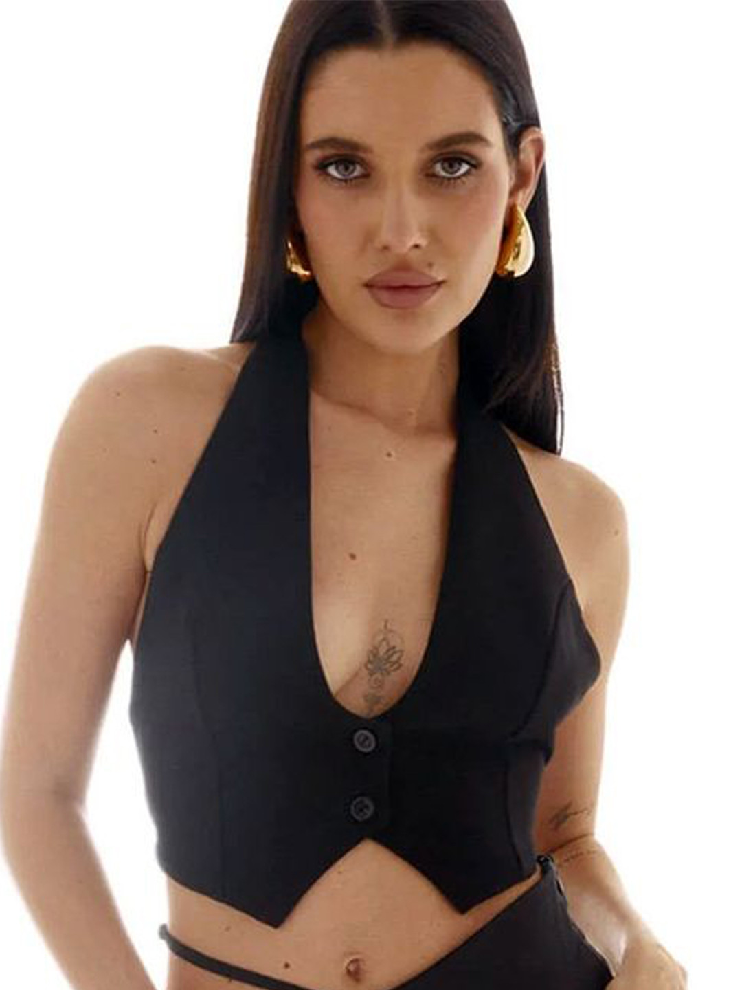 

LULU & SKY Halter Neck Crop Top, Black