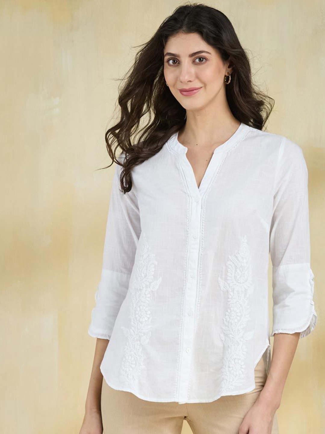 

Fabindia Women Casual Shirt, White