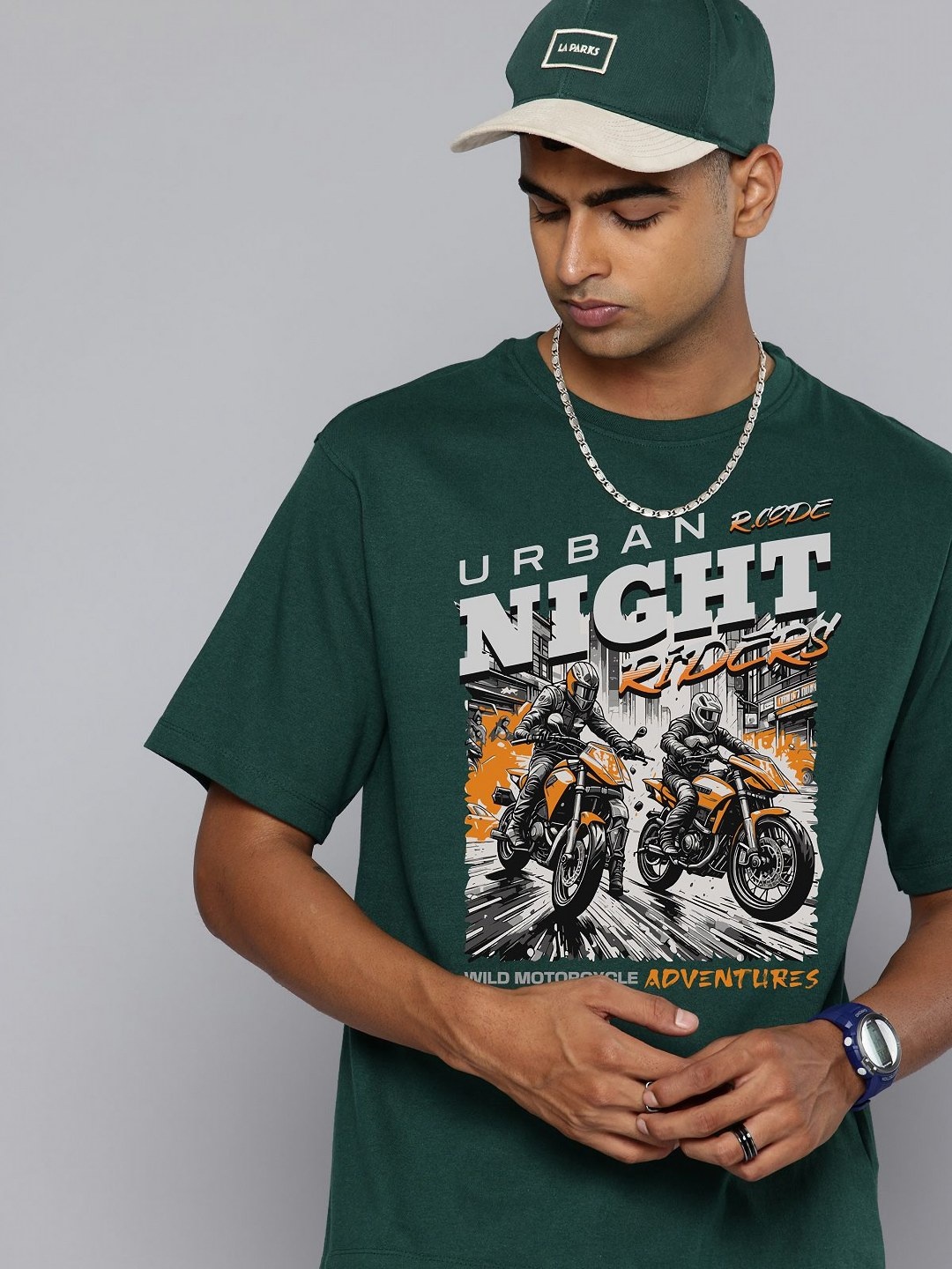 

R.Code by The Roadster Life Co. Men Typography Printed Applique T-shirt, Green