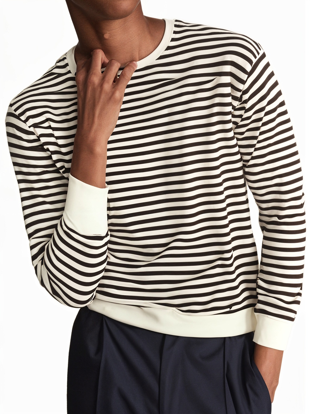 

MACK JONNEY Men Striped Monochrome Pockets T-shirt, Brown