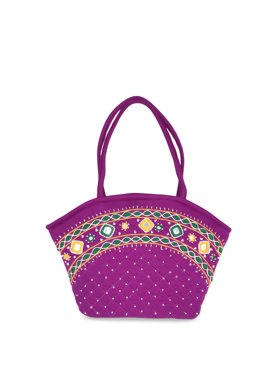 

SriShopify Handicrafts Ethnic Motifs Embellished Structured Hobo Bag, Magenta