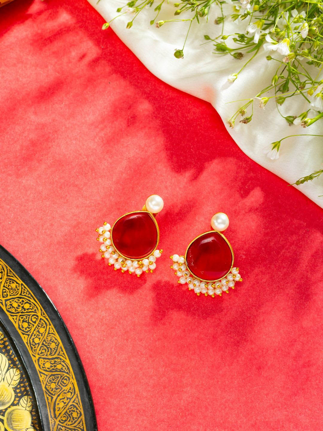

Niscka Contemporary Drop Earrings, Orange