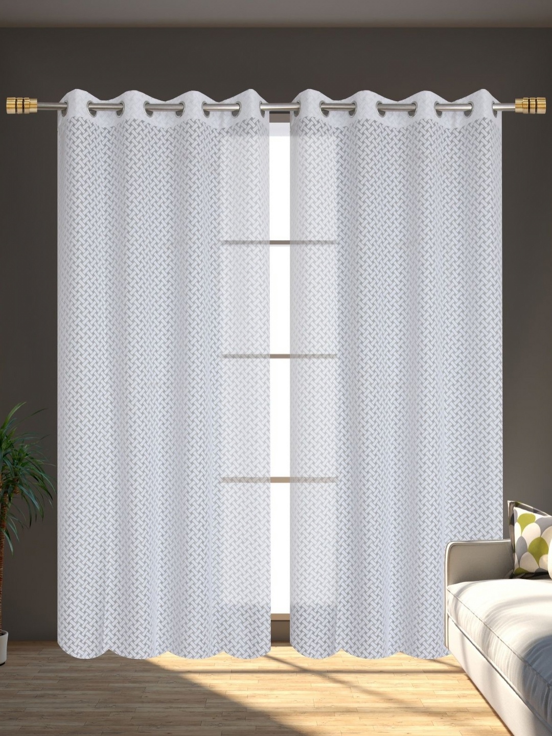 

Galaxy Home Decor White Set of 2 Sheer Long Door Curtain