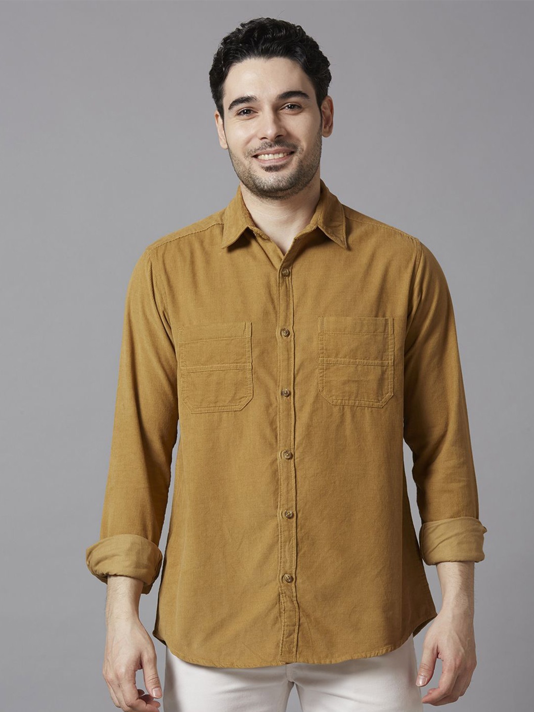 

SNX Men Tailored Fit Casual Shirt, Khaki