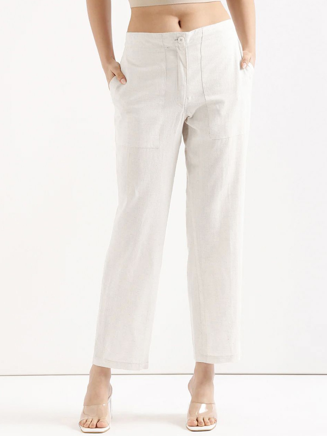 

KASHISHIYA Women Comfort Trousers, White