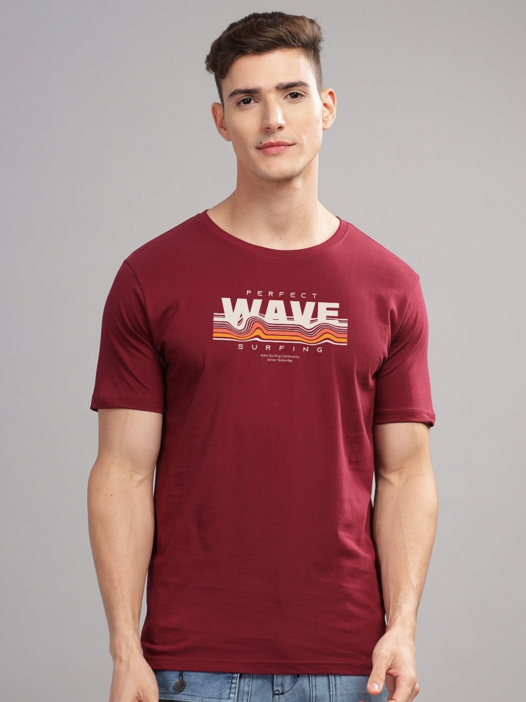 

ADRO Men Printed T-shirt, Maroon