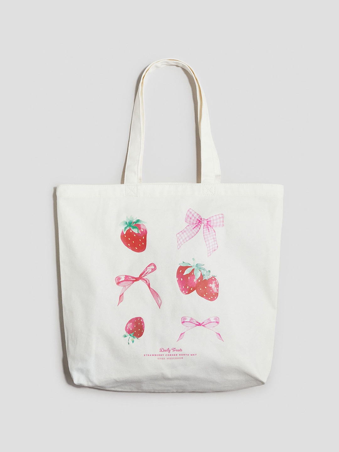 

H&M Printed Canvas Tote Bag, White