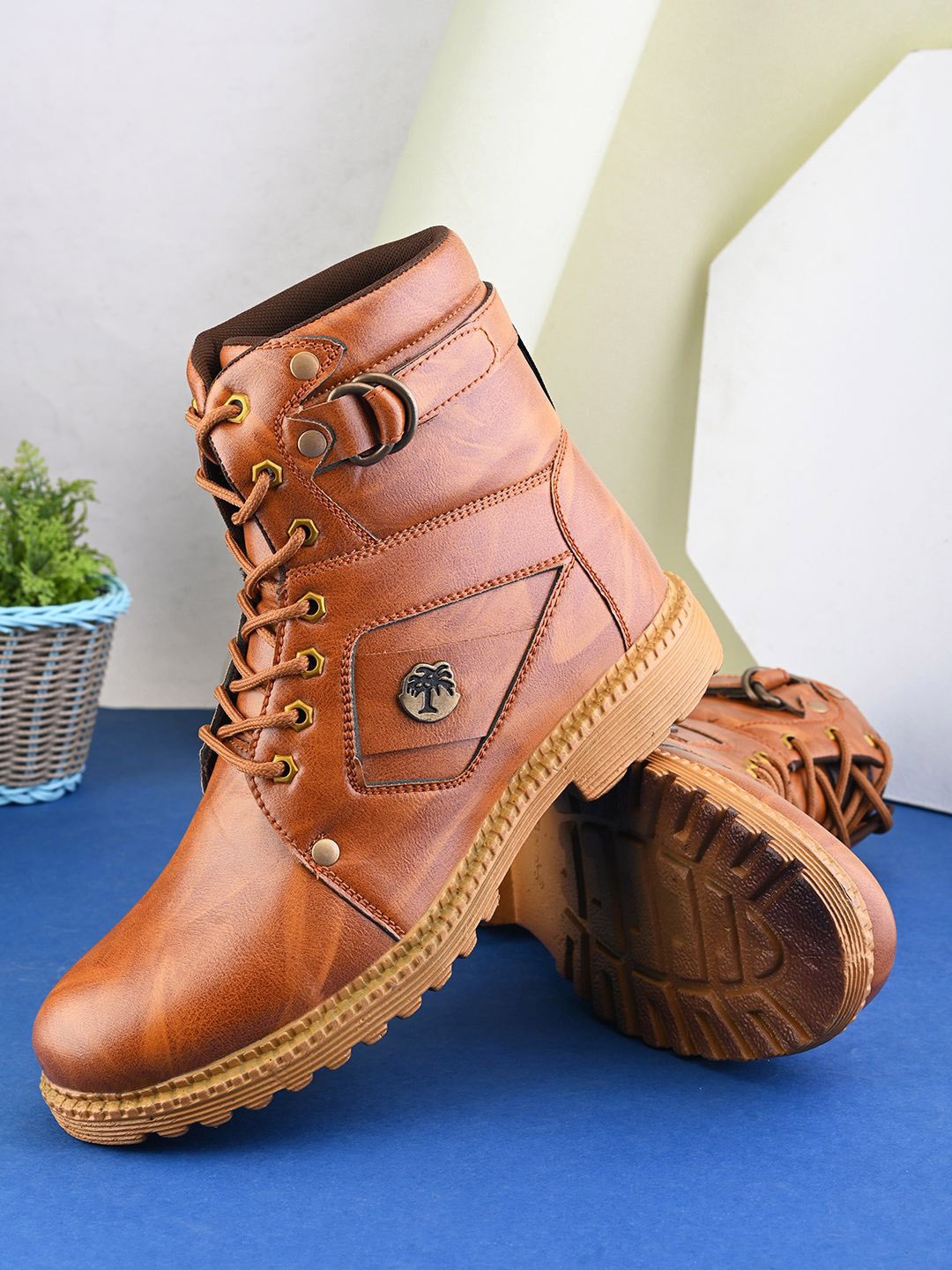 

Killer Men Leather Lace-Up Boots, Tan