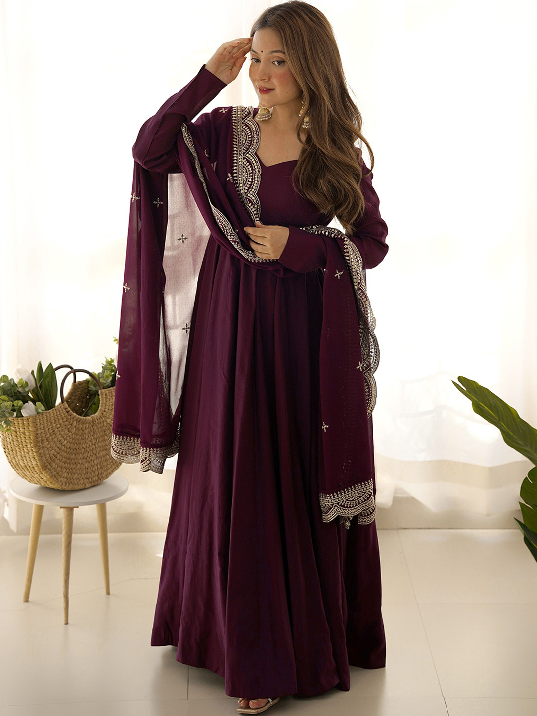 

CULTISE QUEEN Empire Kurta with Trousers & With Dupatta, Purple