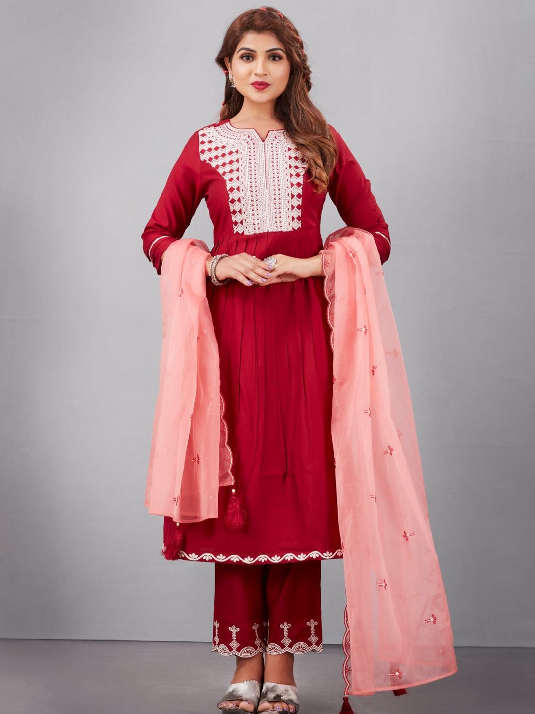 

Suha Women Pure Cotton Organza, Maroon