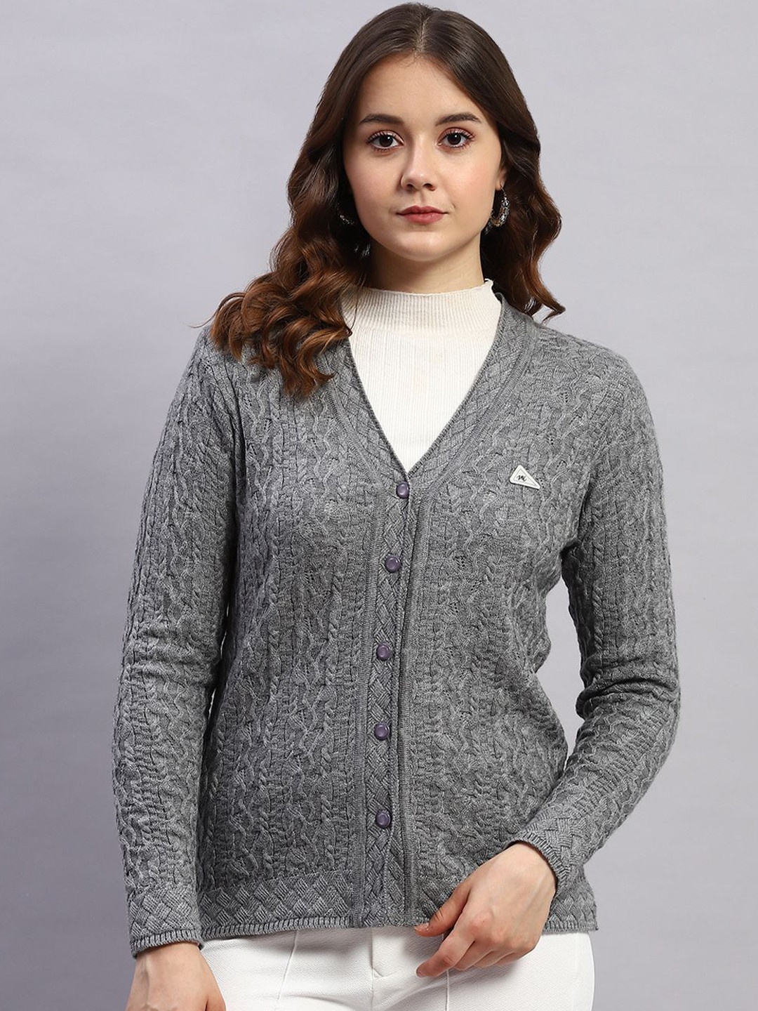 

Monte Carlo Women Woollen Cardigan, Grey
