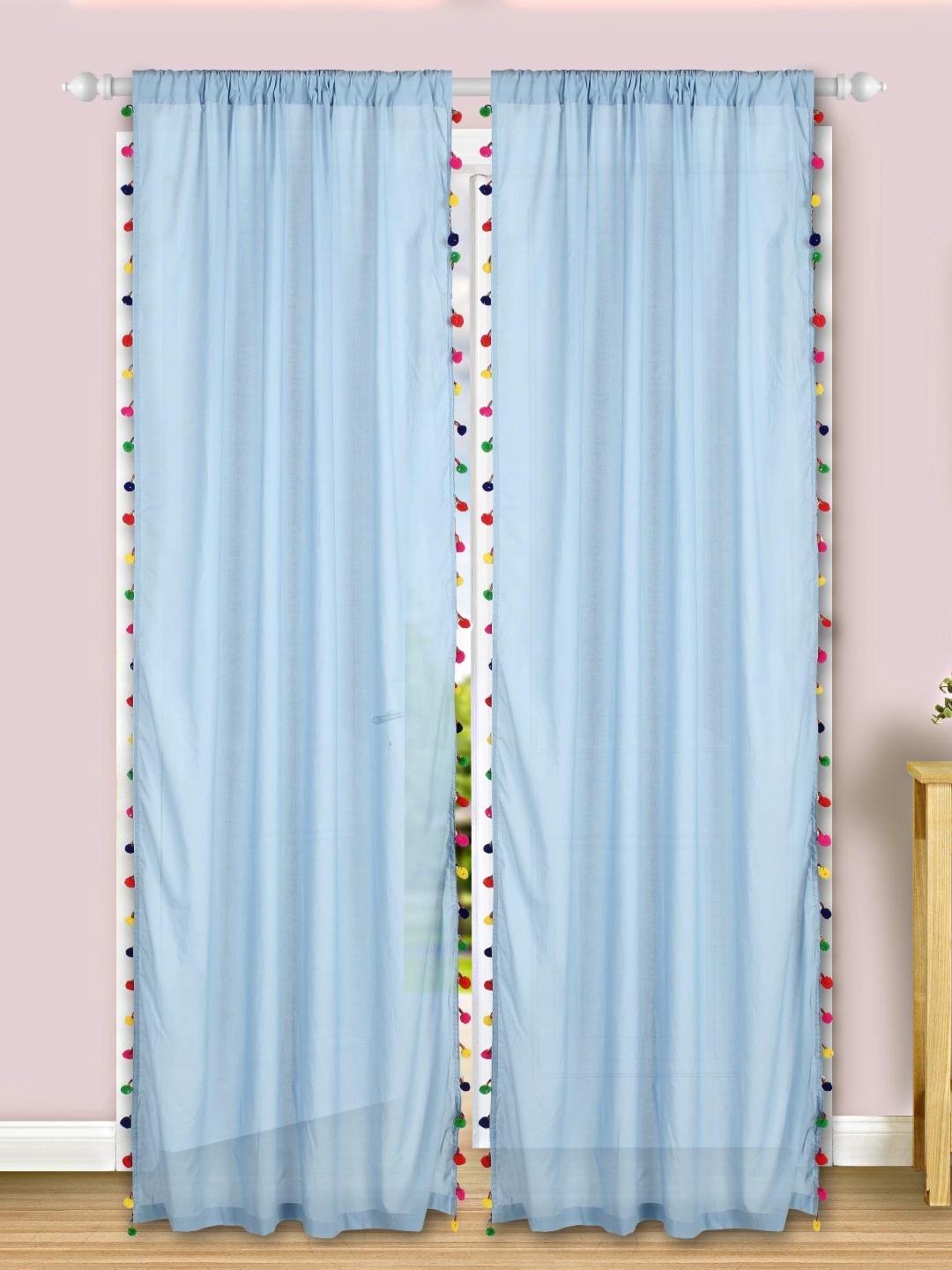 

Dekor World Multicoloured Set of 2 Embellished Sheer Long Door Curtain, Multi