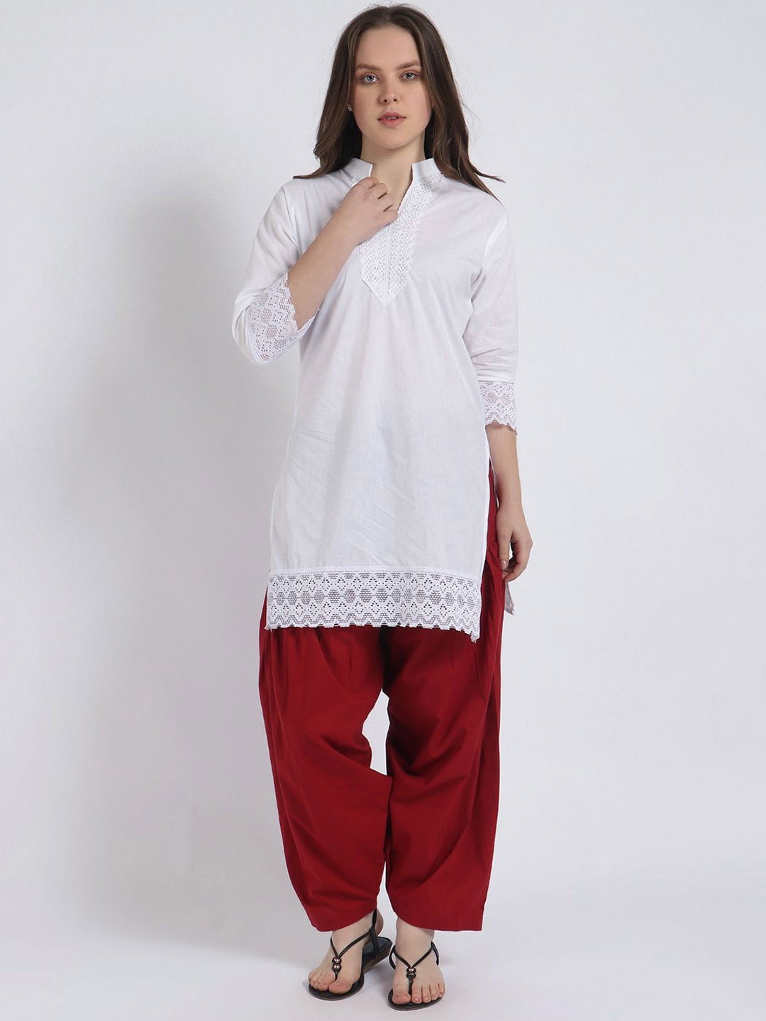 

Trendzmy Women Yoke Design Regular Kurta with Salwar, White