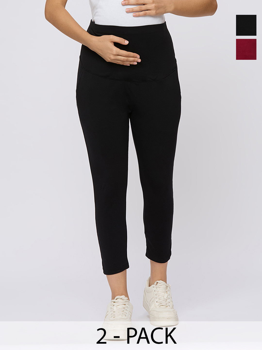 

Evamomies Pack Of 2 High-Waist Maternity Leggings, Black