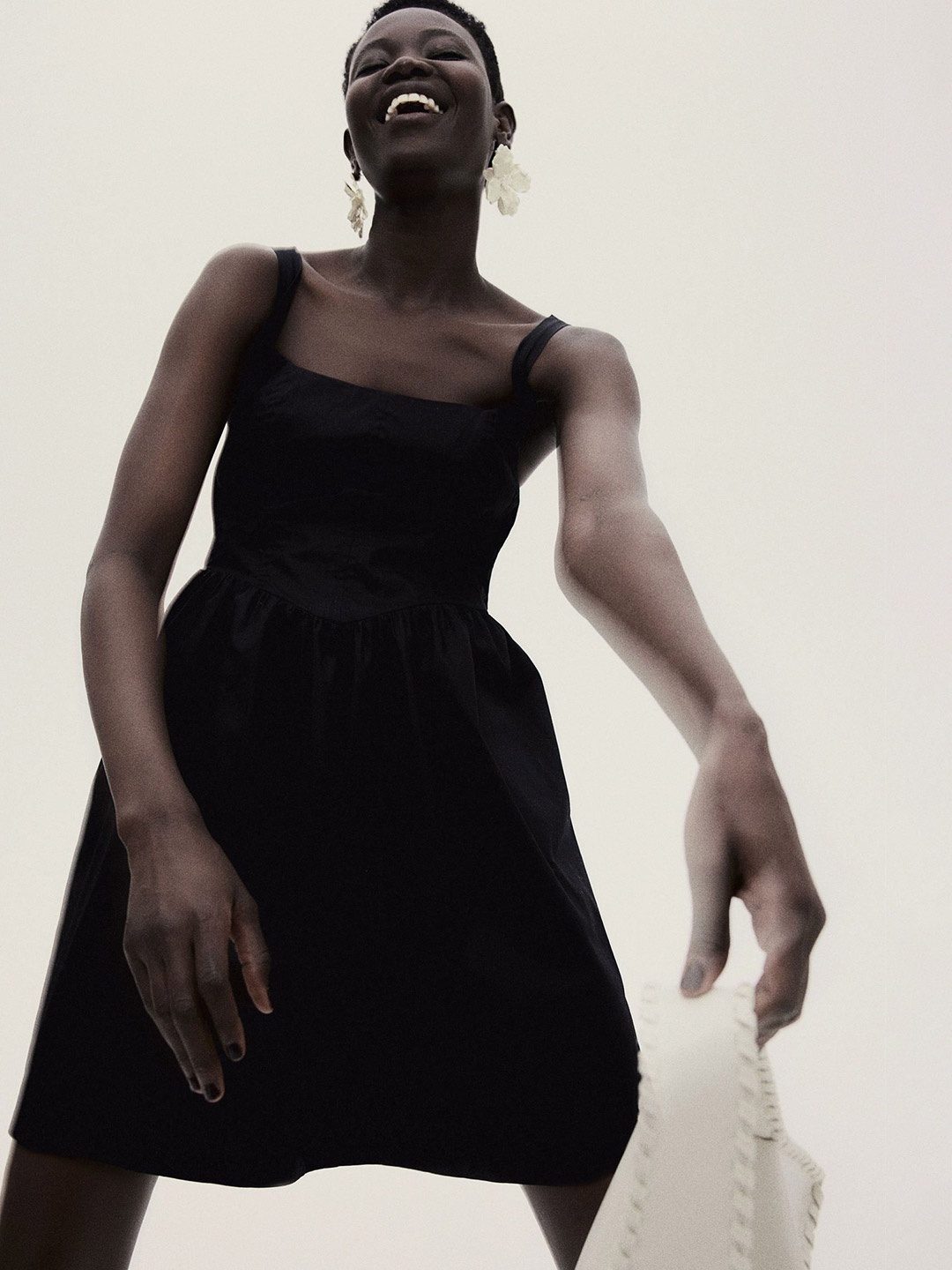 

H&M Flared-Skirt Dress, Black