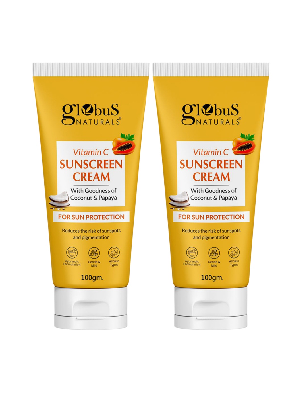 

Globus naturals Set Of 2 Vitamin C Sunscreen Cream - 100g Each, Orange
