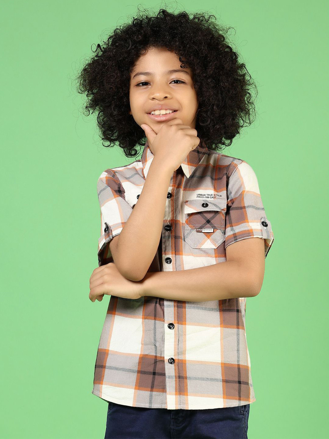 

V-Mart Boys Opaque Checked Casual Shirt, Rust