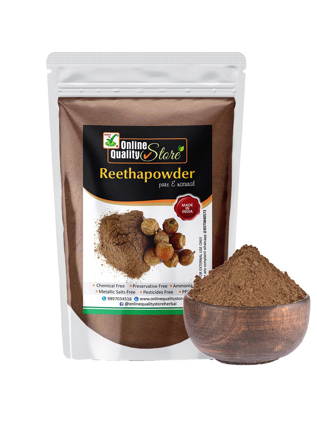 

Online Quality Store Reetha Powder For Damaged Hair - 400 g, Brown