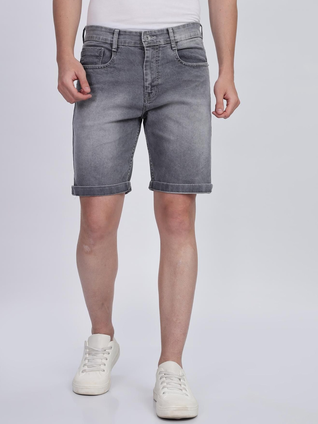 

COLOR HUNT Men Washed Denim Denim Shorts, Grey