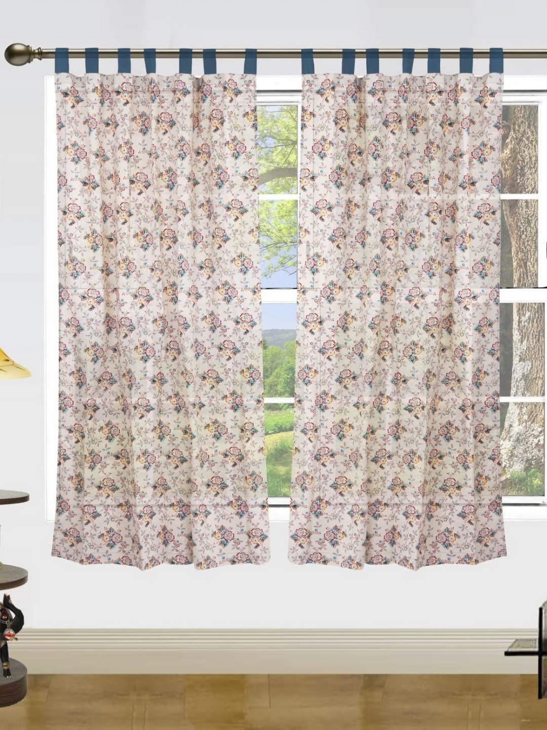 

Dekor World Maroon Set of 2 Floral Window Curtain