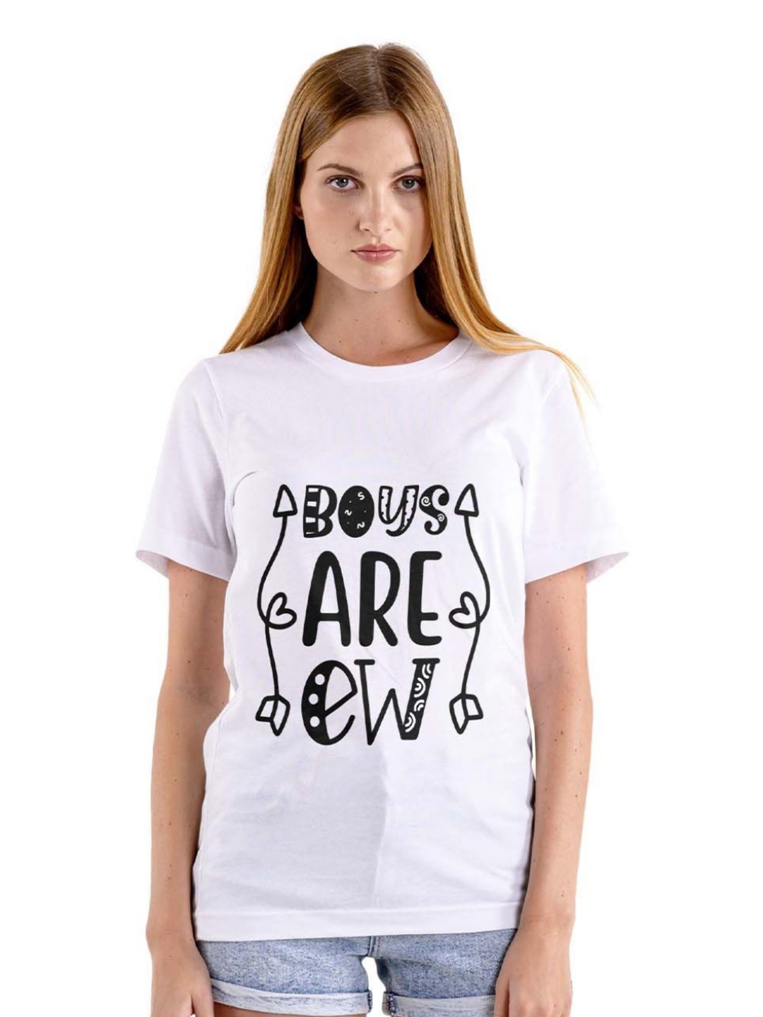 

Letshandcraft Women Printed T-shirt, White