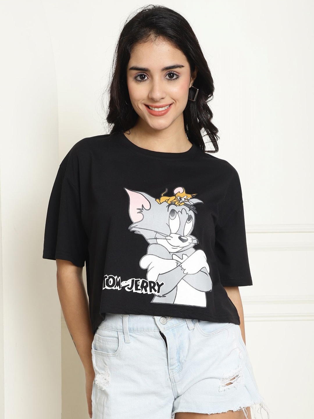 

Dreambe Women Printed T-shirt, Black
