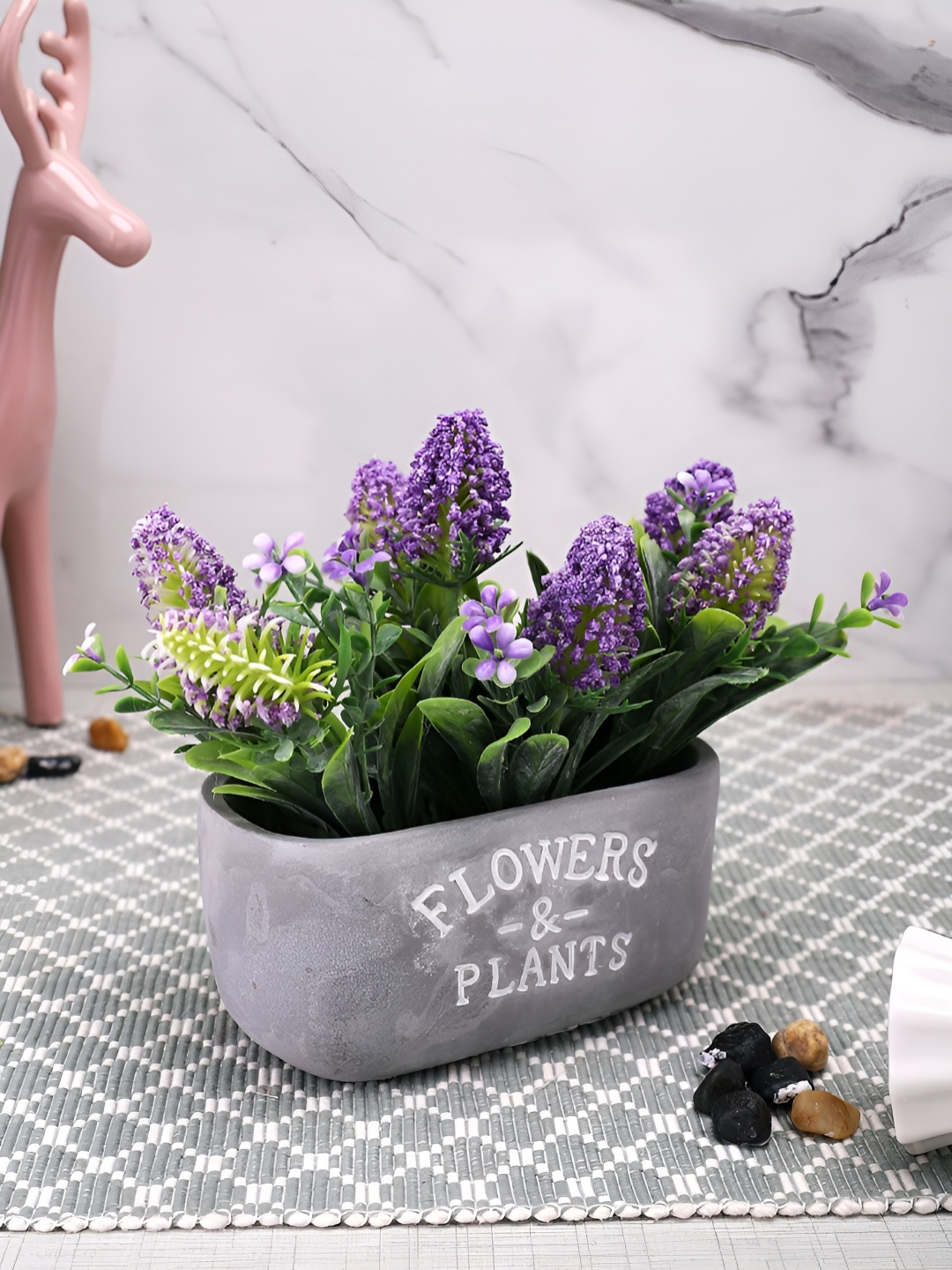 

TAYHAA Grey 1 Pieces Lavender Artificial Plant With Pot