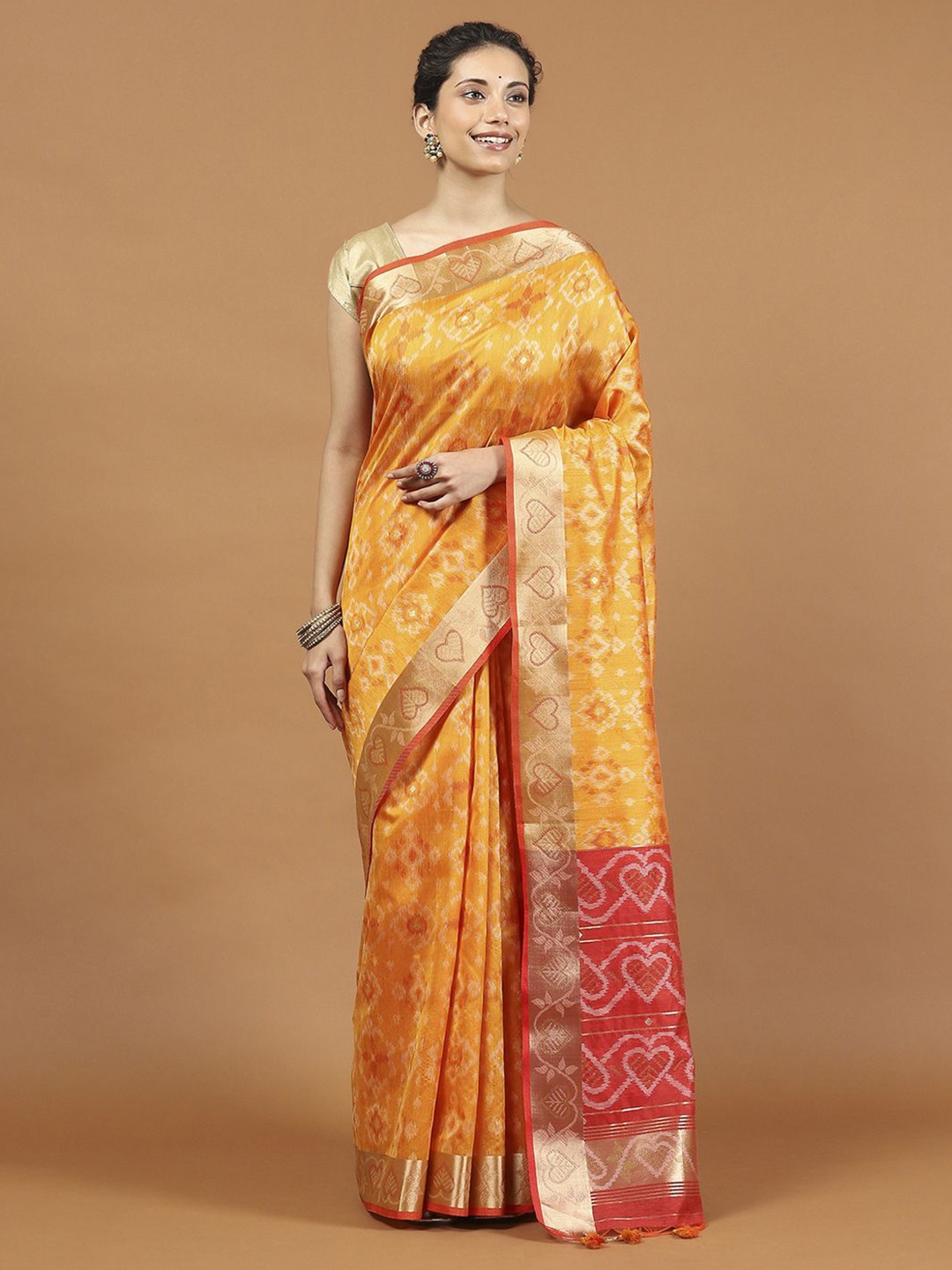 

Meena Bazaar Woven Design Zari Art Silk Saree, Orange