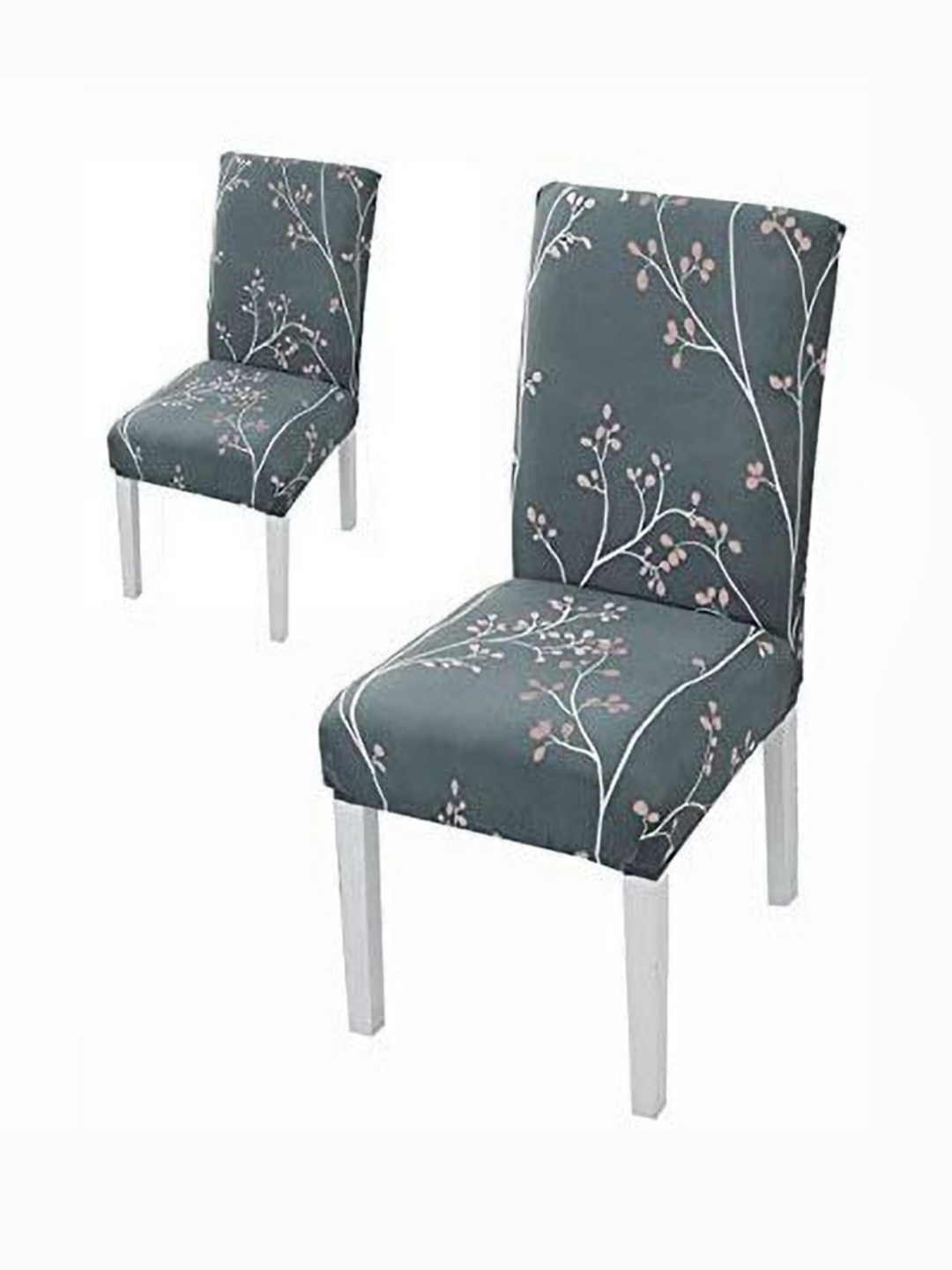 

HOUSE OF QUIRK Set Of 2 Grey Printed Stretchable Washable Short Dining Chair Covers