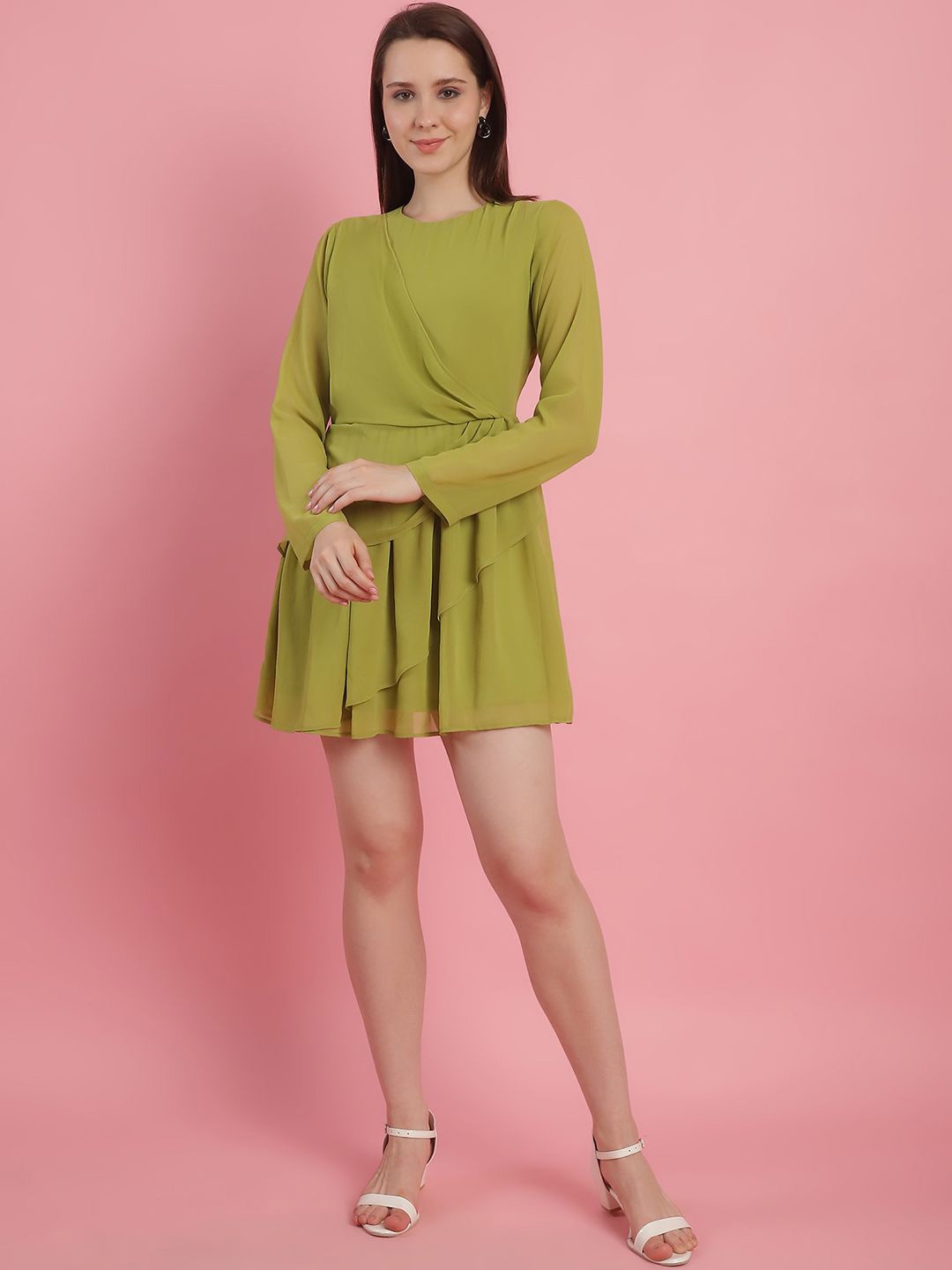 

JAKANARY Georgette Mini Dress, Green