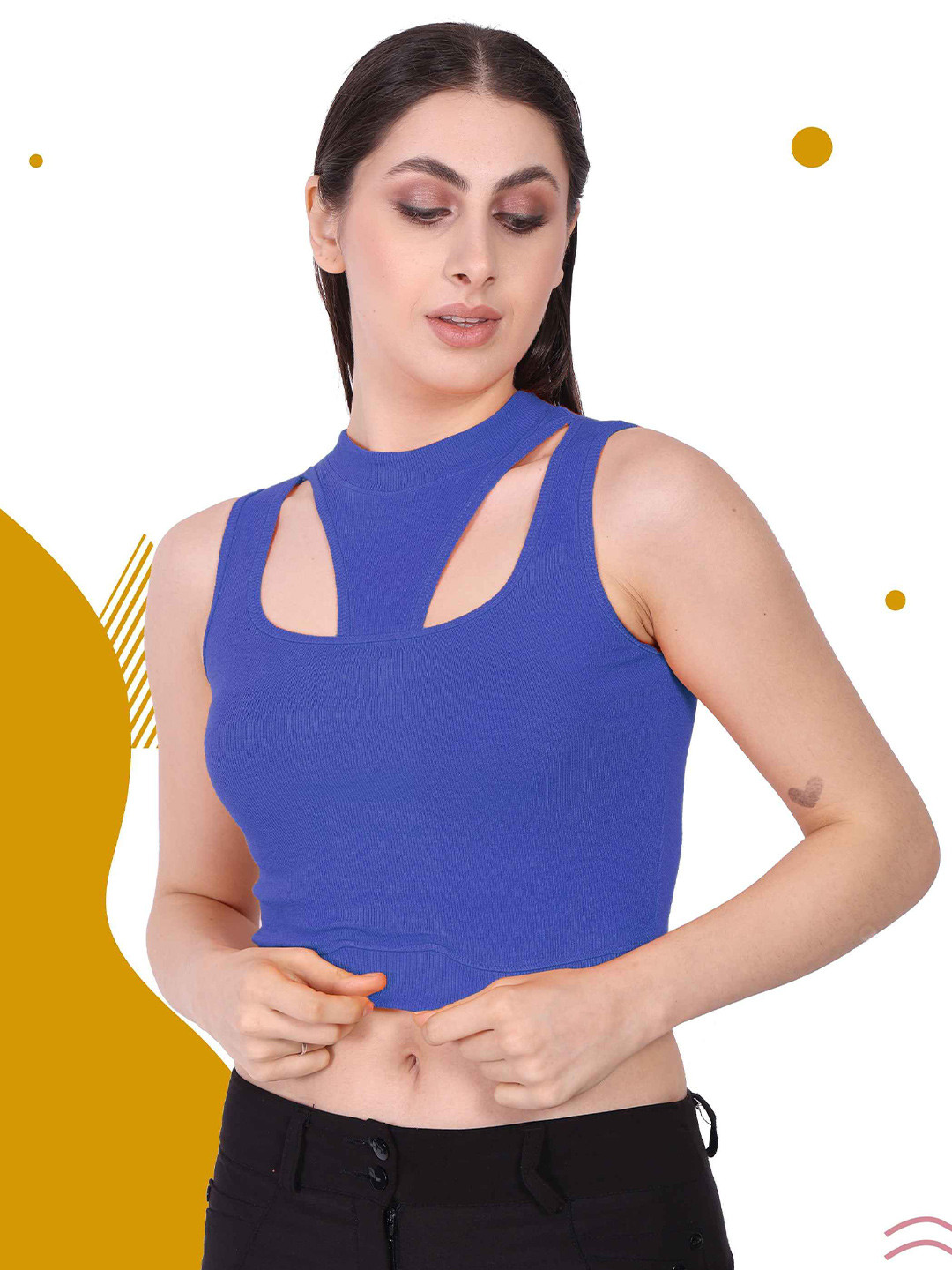 

Mast & Harbour Cotton Crop Top, Blue