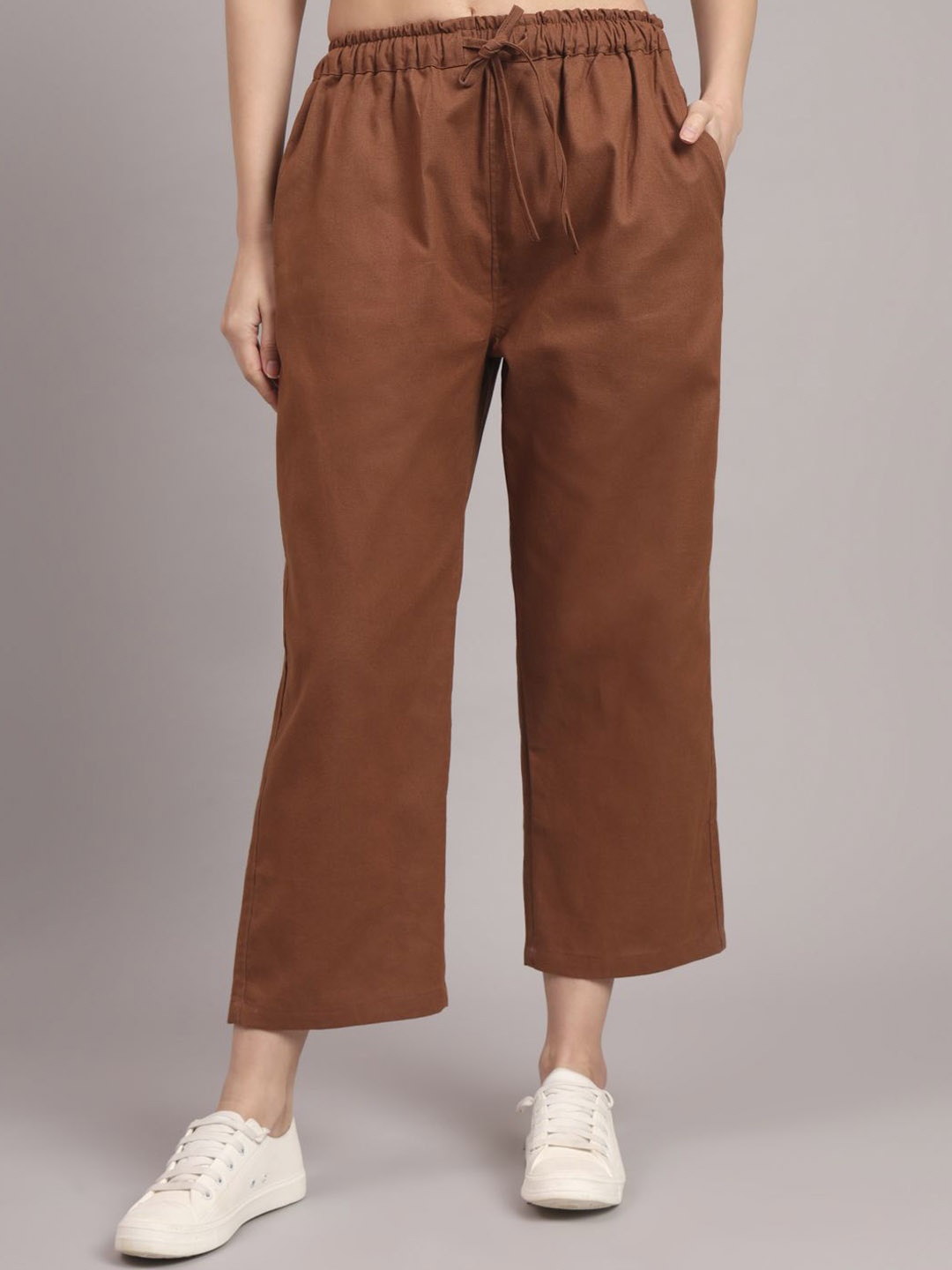 

OWO THE LABEL Women Relaxed Pleated Culottes Trousers, Brown