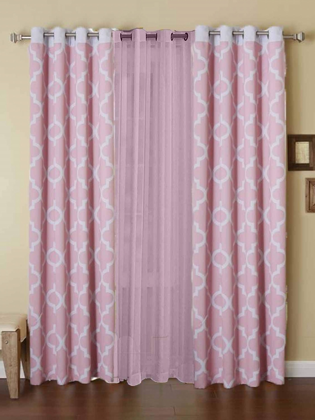 

Dekor World Multicoloured Set of 3 Long Door Curtain, Multi