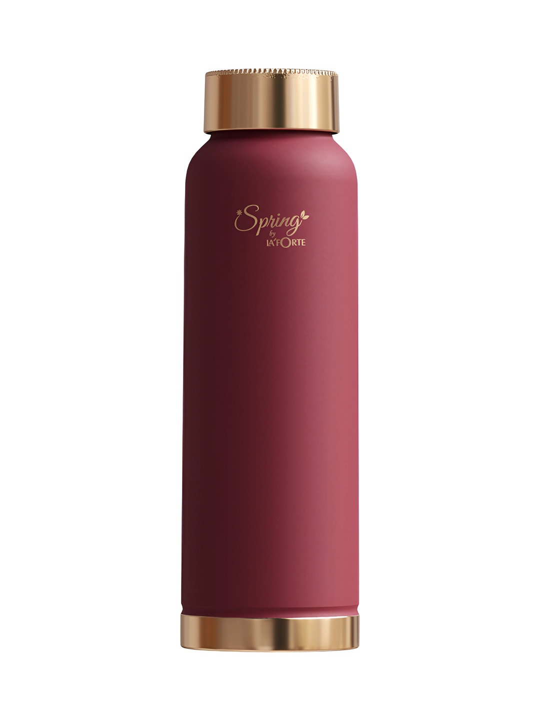 

LA' FORTE Maroon & Gold-Toned Single Copper Solid Single Wall Vacuum Water Bottle