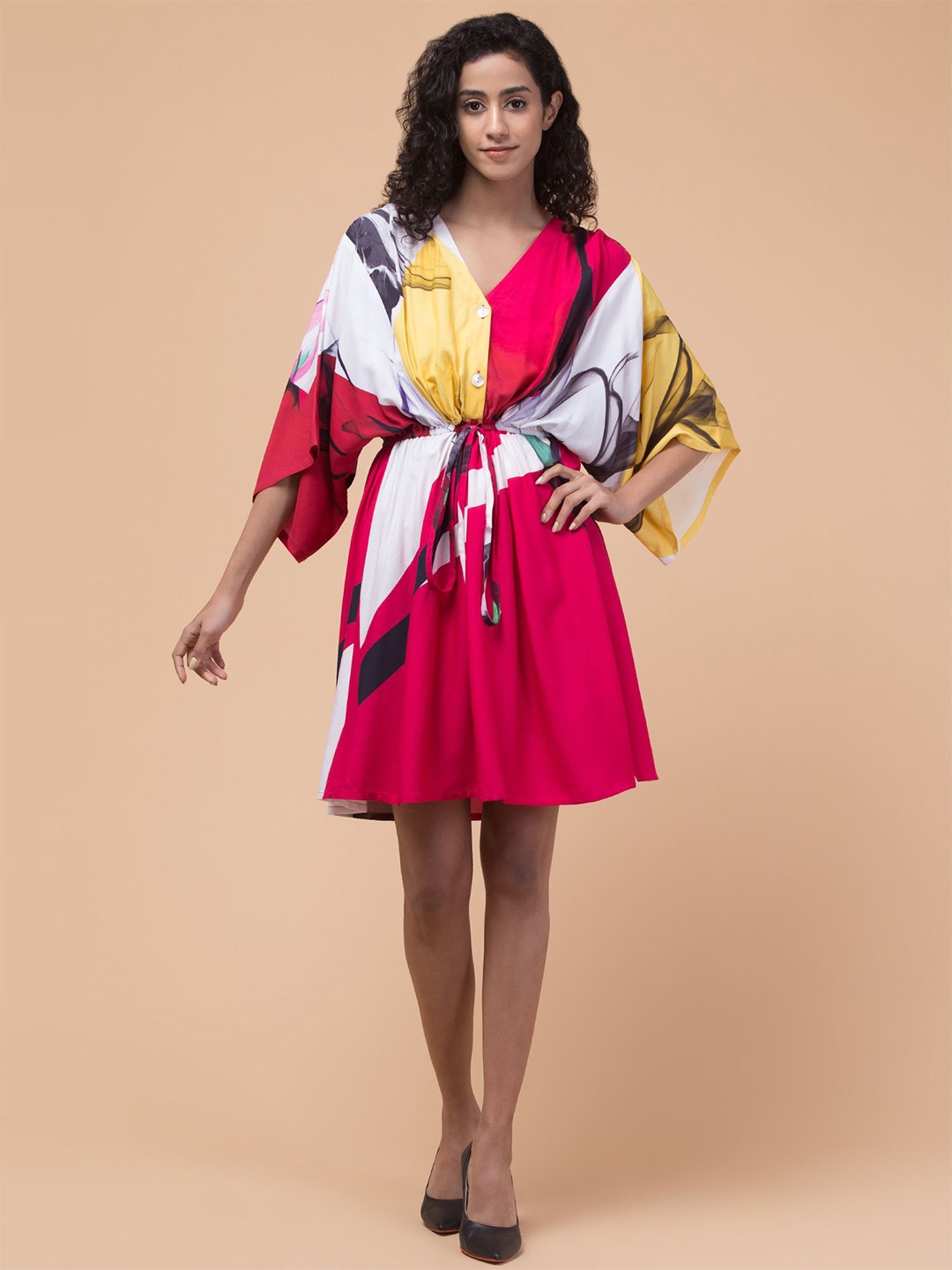 

Hive91 Print Fit & Flare Dress, Pink