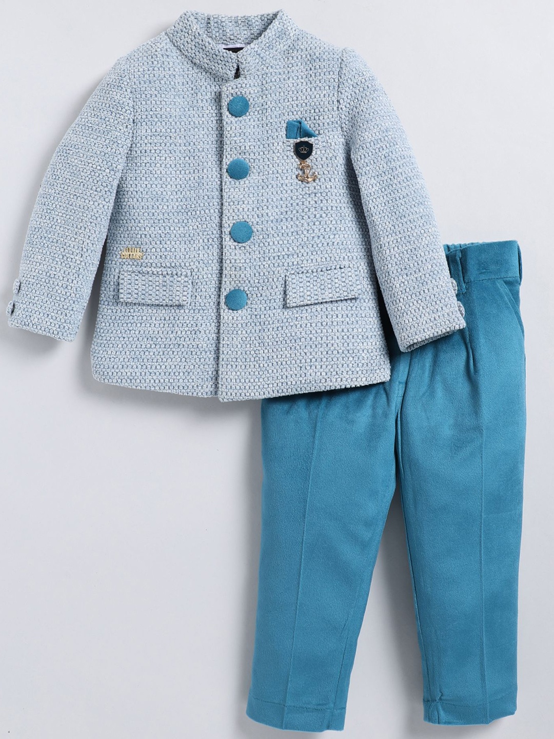 

LITTLE COLLARS Boys Formal Bandhgala Suits, Sea green