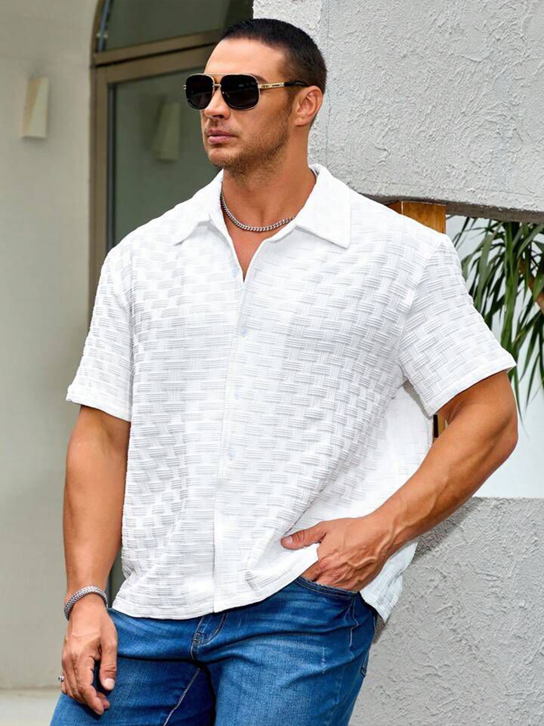 

FITODA FASHION Men Opaque Printed Casual Shirt, White