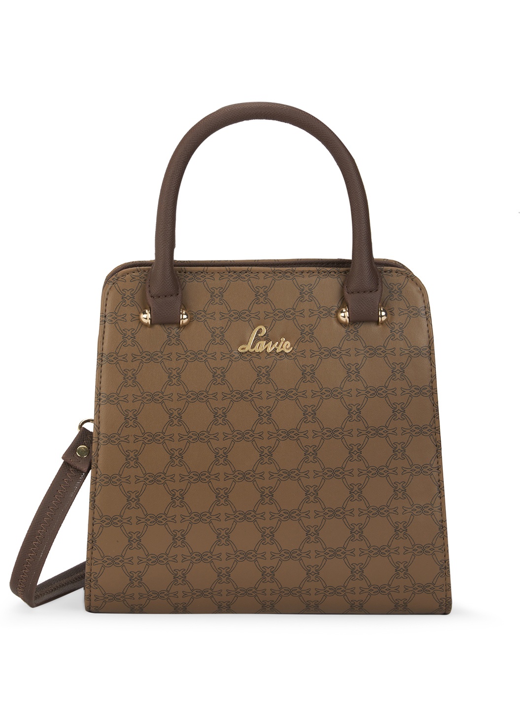 

Lavie Printed Structured Satchel with Quilted, Khaki