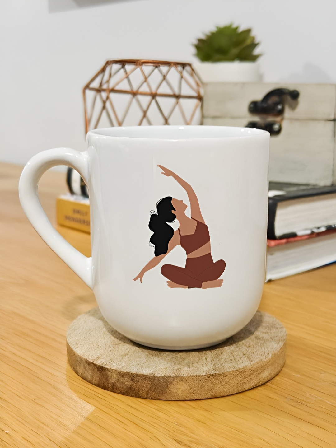 

One Posh Home White & Brown Printed Ceramic Glossy Mugs Set of Cups and Mugs
