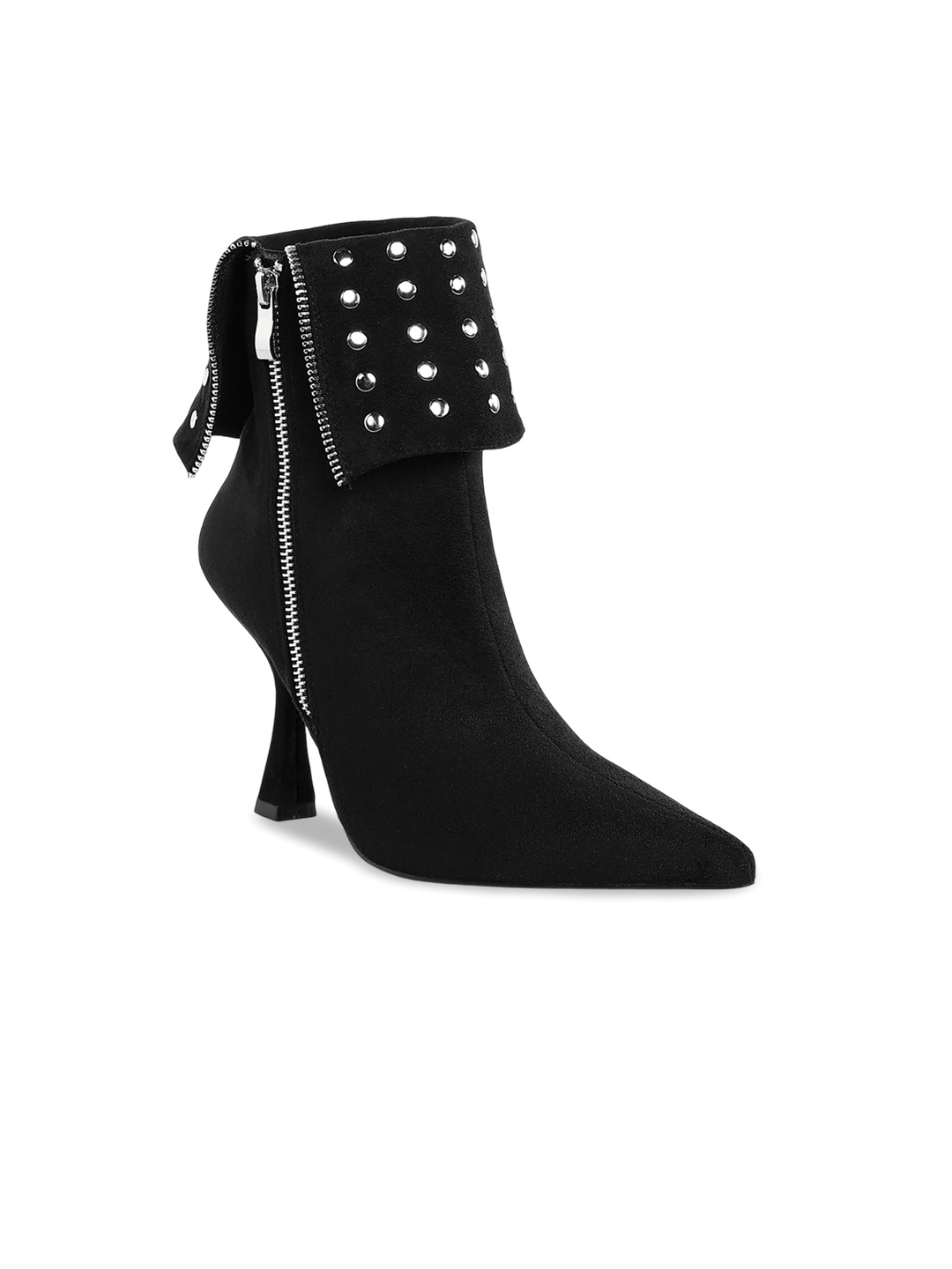

London Rag Women Stud Embellished Foldover Boots, Black