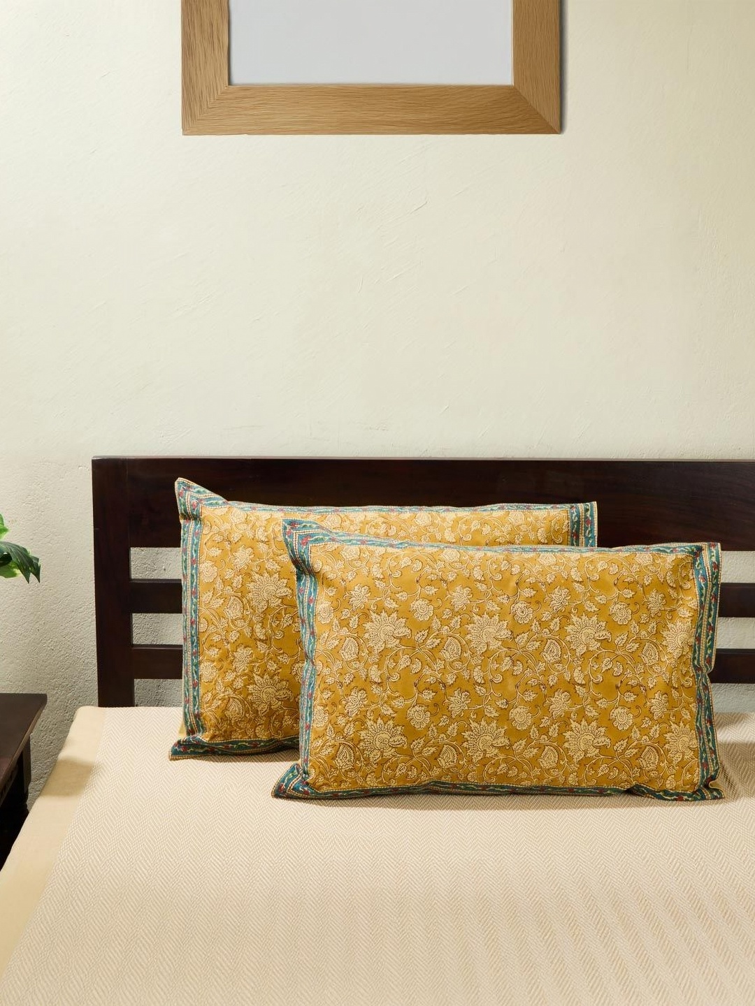 

Fabindia Yellow 2 Pieces Abstract Pure Cotton Rectangle Pillow Covers