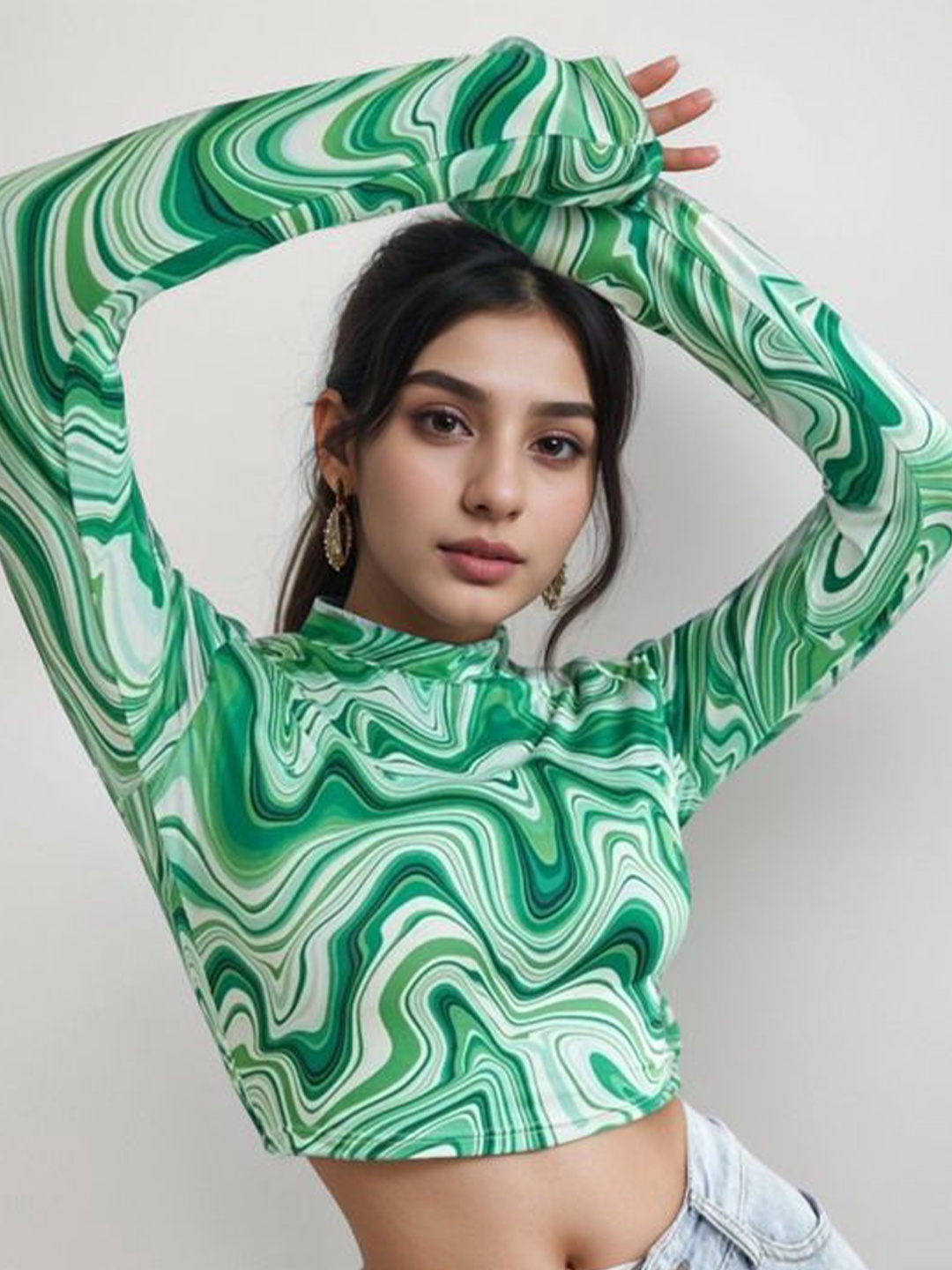 

NiloBerry Tropical Crop Top, Green