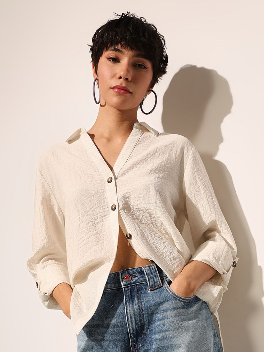 

ONLY Women Opaque Casual Shirt, White